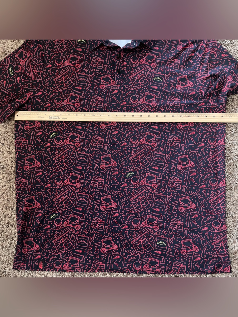 Sunday Swagger Fireball Blaze Golf Polo Men's 2XL Fireball Whisky Red Black - Picture 13 of 13